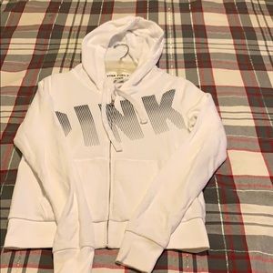 PINK Victoria’s Secret zip up hoodie in white.